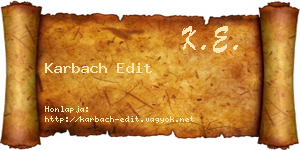 Karbach Edit névjegykártya